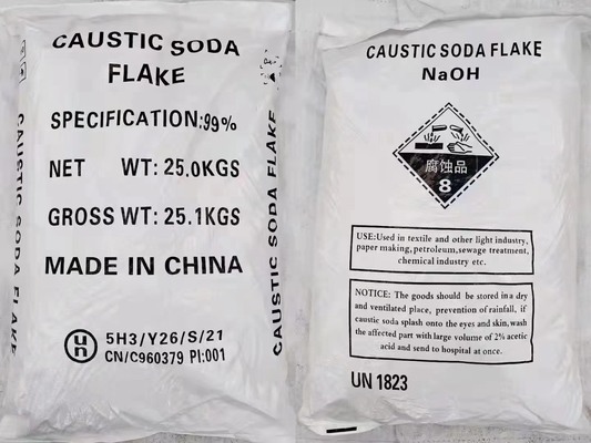 সাবান উৎপাদনের জন্য কস্টিক সোডা ফ্লেক্স সোডিয়াম হাইড্রক্সাইড NaOH 99% 25KG/BAG