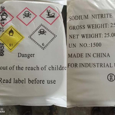 NaNO2 সোডিয়াম নাইট্রাইট 27 MT / 20 GP 25 KG/ BAG রঙ্গন সহায়ক হিসাবে ব্যবহৃত